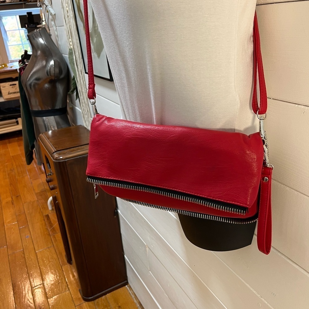POUR QUOI? • Sac bandoulière pliable rouge - Picture 5 of 10
